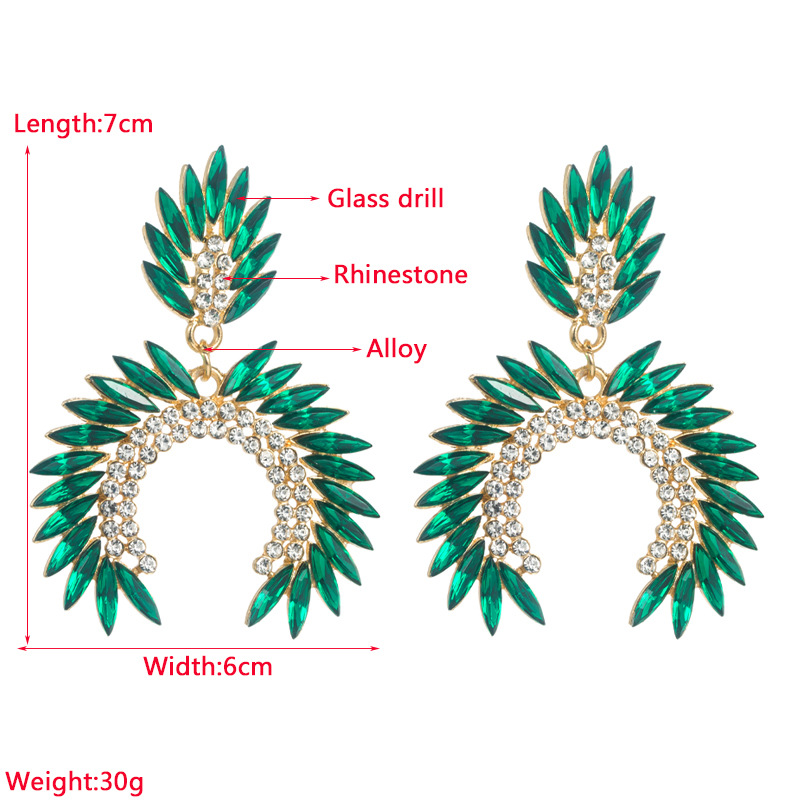 32g Weight Electroplating Gold Plating Process Fashion Geometric Alloy Plating Inlay Rhinestone Drop Earrings