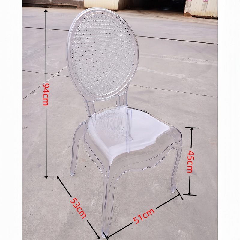 Silla acrílica de comercio exterior, silla transparente de palacio, silla con respaldo, mesa y silla simples, silla para banquete de hotel, auditorio, boda