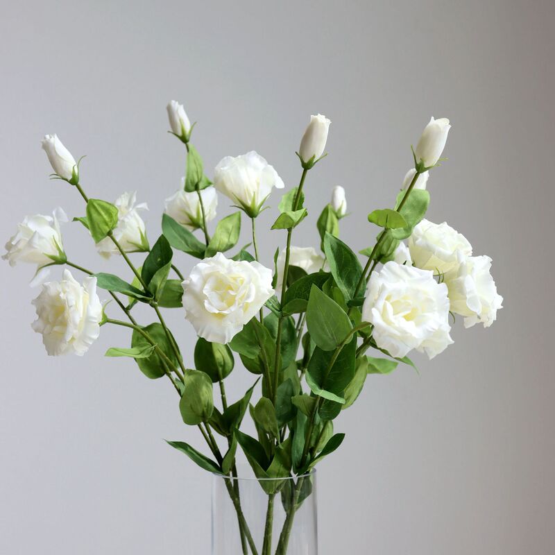 Light Luxury Simulation Single 3-fork Hand Moisturizing Eustoma Grandiflorum Fake Flower Interior Decoration Juanhua Wedding Photo Props