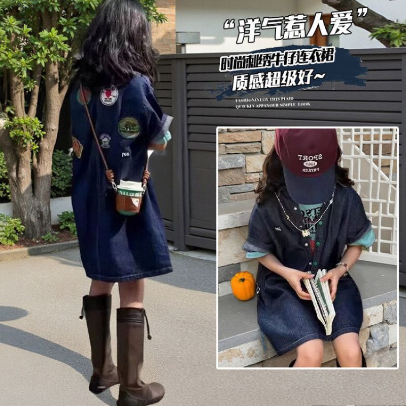 Quality Original Large in stock Embroidery Denim dress