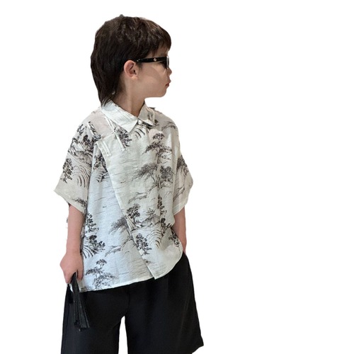 Tairu 2024 new summer Korean style boys' fashionable and versatile new Chinese style shirts children's trendy tops