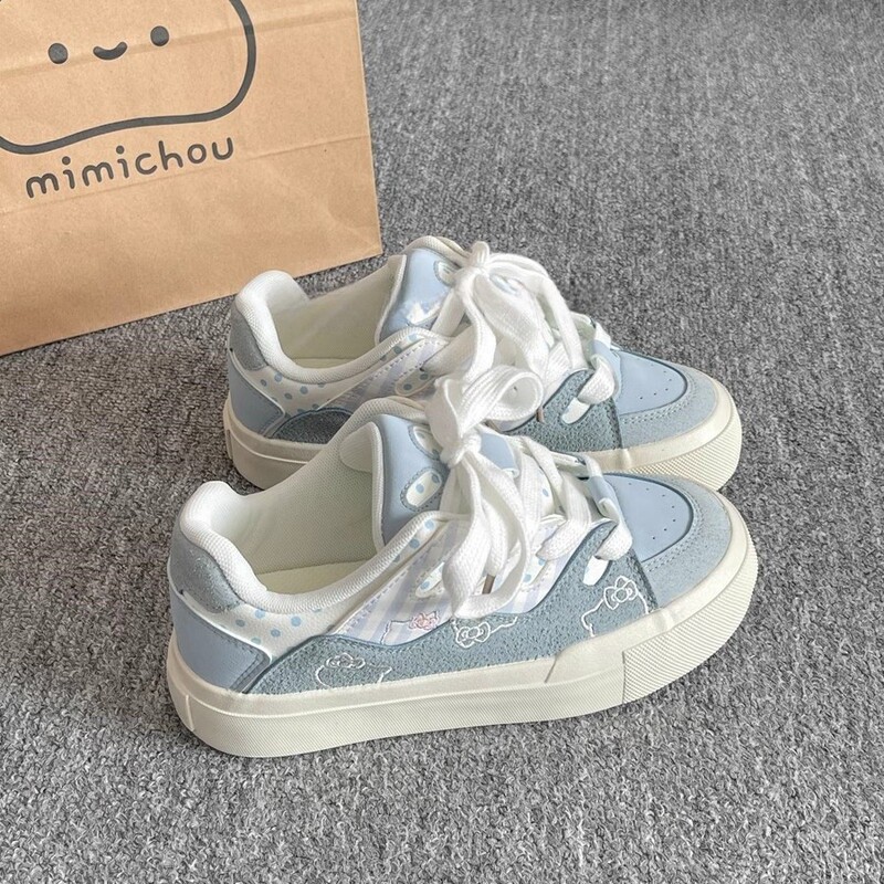 Spring Chic All-match Canvas Shoes Women's Cute Cat Board Shoes 2025 Thick-soled Student White Shoes Casual Bread Shoes