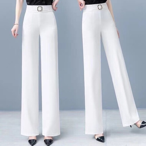 Hanging slightly wide-leg pants for women's summer new style for mom's loose slimming casual straight waist meat-covering Western-style all-matching pants