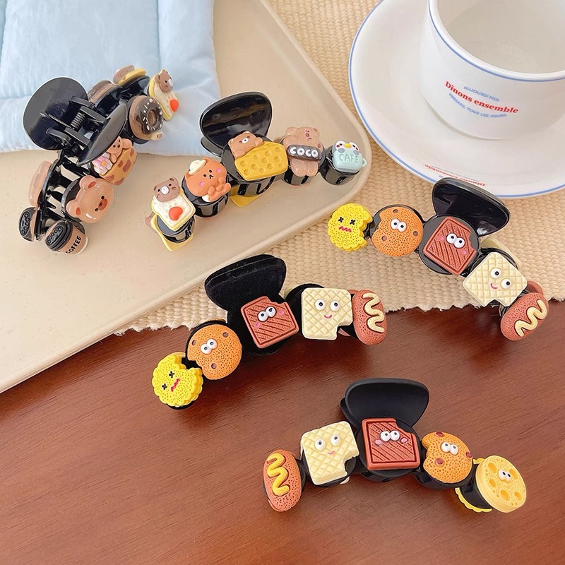 Hermosas galletas de dibujos animados agarre clip para mujeres 2025 nuevo creativo en línea gran clip de tiburón de cabeza detrás de clip de cabello