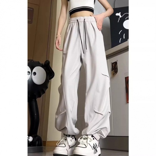 Men's Summer Thin, Design-Driven Fleece-Like Quick-Dry Pants: Loose-Fit, Ankle-Tied Sports & Casual Long Trousers