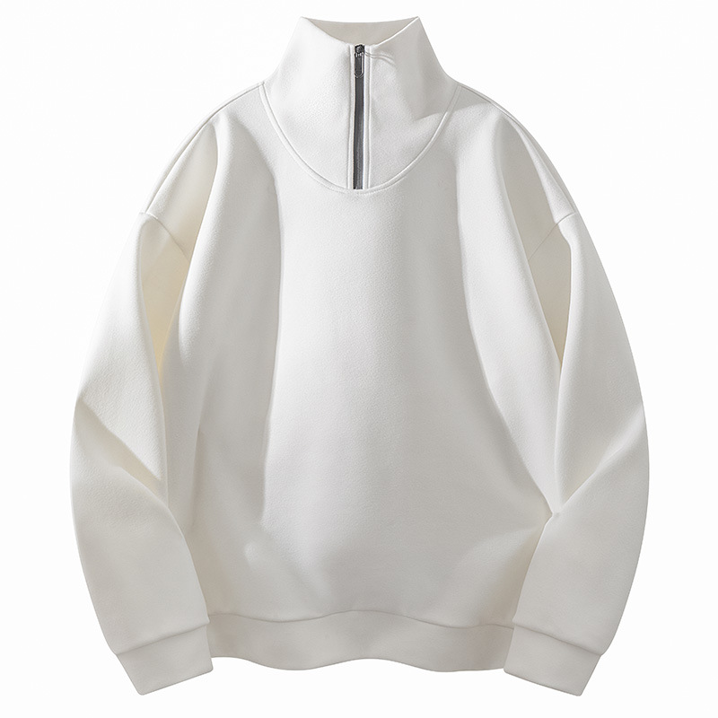 Felpa in velluto calda con collo alto, calda e semi aperta, casual, versatile, nuova collezione autunno e inverno da uomo_voghion.com