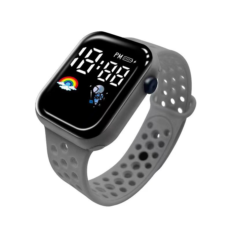 New LED electronic watch C1-7 rainbow spaceman Square  Sport Student children LED electronic watch_voghion.com