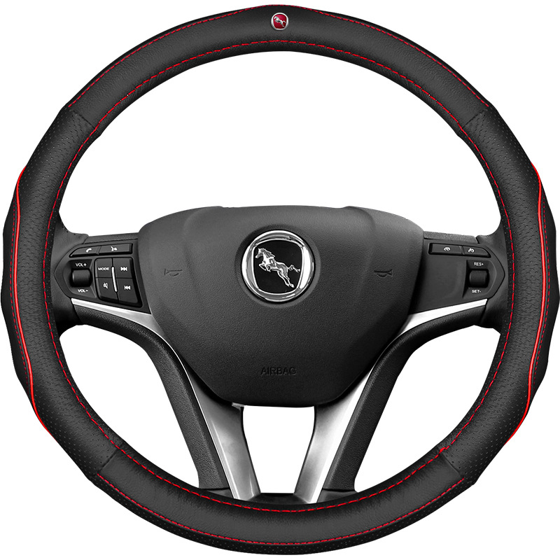Suitable for Audi steering wheel cover A6L A4L Q5L A3 A5 A7 A8L Q3 Q7 carbon fiber leather handle cover