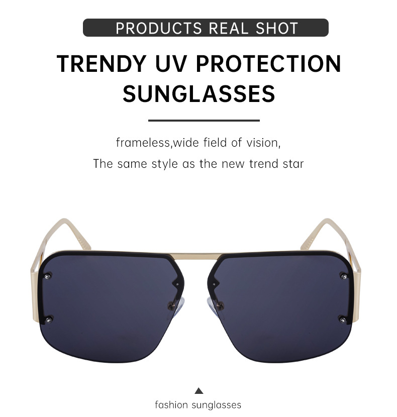 Sunglasses Unisex European Style Frameless Rectangular Shades_voghion.com