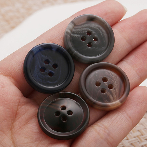 Patterned resin button suit blazer round four-eye button windbreaker woolen coat decorative hand-stitched buttons