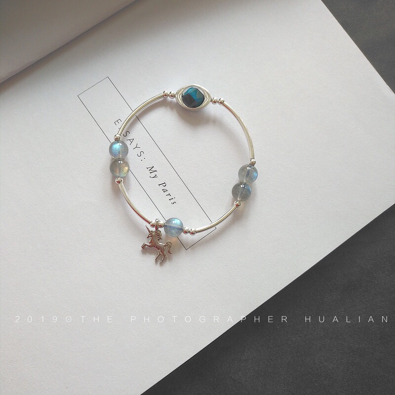 Dream as a Horse, Seize Your Youth, Natural Gray Moonstone, Ice-Cracked Blue Labradorite, Student Best Friend Crystal Bracelet for Women Dream as a Horse, Seize Your Youth, Natural Gray Moonstone, Ice-Cracked Blue Labradorite, Student Best Friend Crystal Bracelet for Women