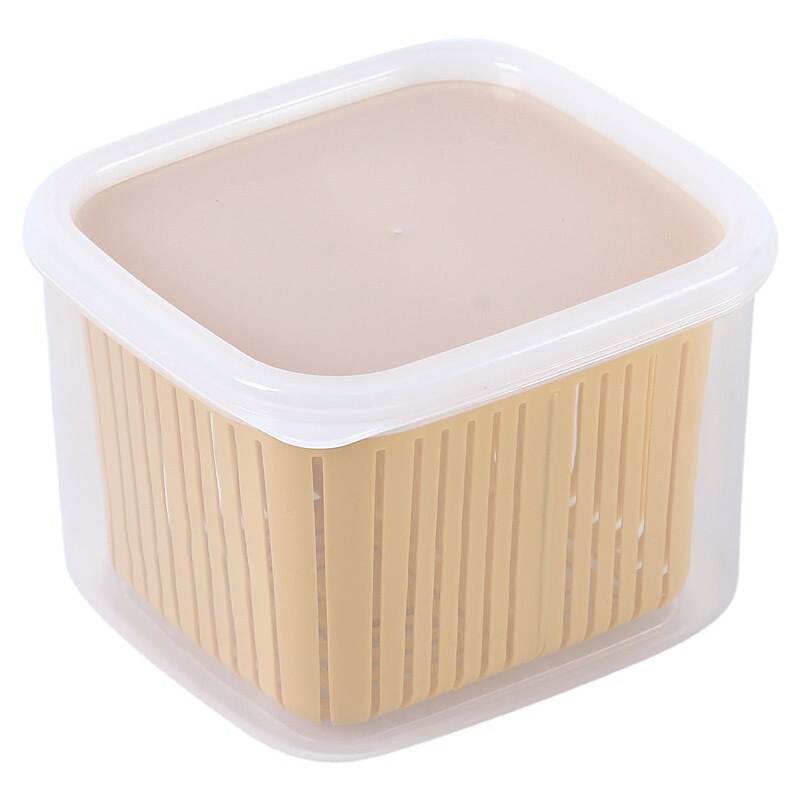 台所の二重ネギの新鮮な箱の冷蔵庫の分格の水切りの貯蔵箱の台所の密封の食材は野菜の冷凍箱を組み立てます。|undefined