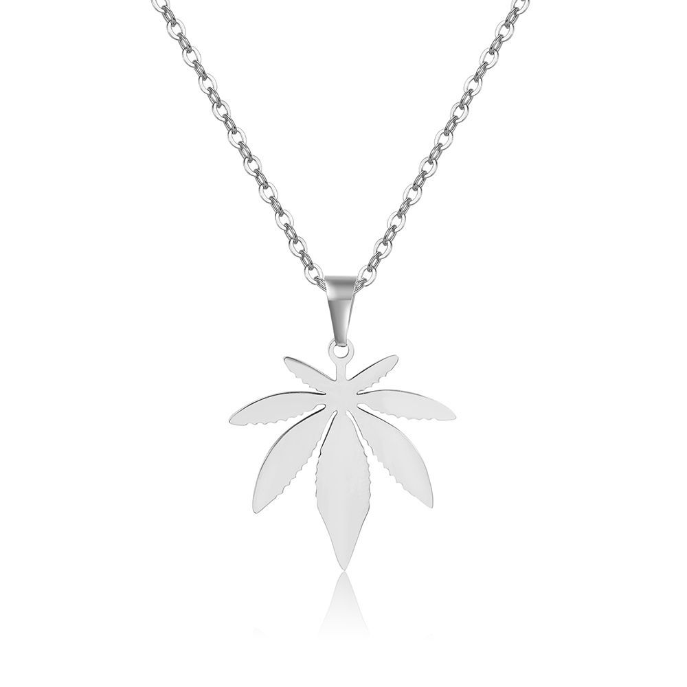 Retro Maple Leaf Titanium Steel Pendant Necklace Plating Stainless Steel Necklaces