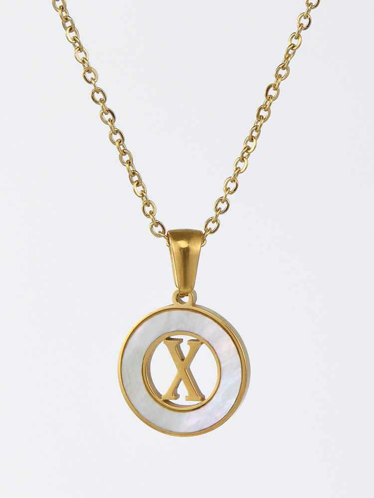 Simple Style Letter Stainless Steel Pendant Necklace Plating Hollow Out Shell Stainless Steel Necklaces display picture 1