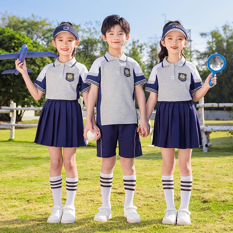 幼儿园园服夏款短袖套装表演服小学生校服学院风合唱演出服毕业服