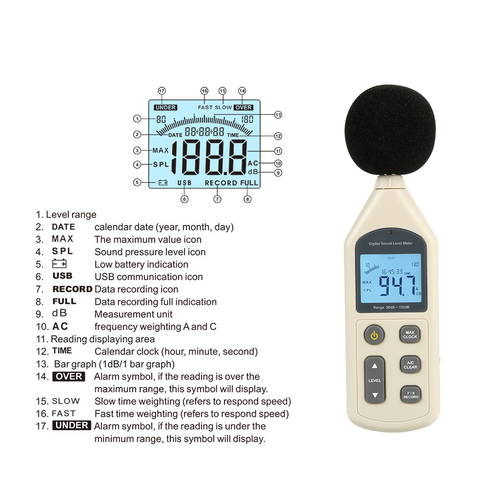 标智GM1356噪音计声音分贝仪噪声测试仪家用高精度专业检测声级计
