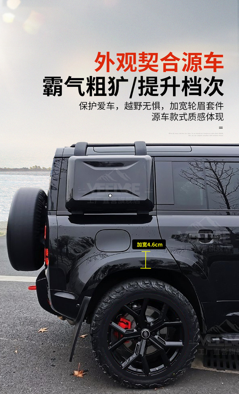 Suitable for Land Rover New Defender Wheel Arch Black Warrior Wideband Lighted Wheel Arch Protection Shell Tire Rim Anti-Scratch