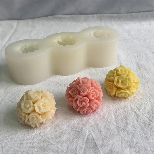 Rose ball scented candle silicone mold diy Valentine's Day glue plaster ornament rose cake mold