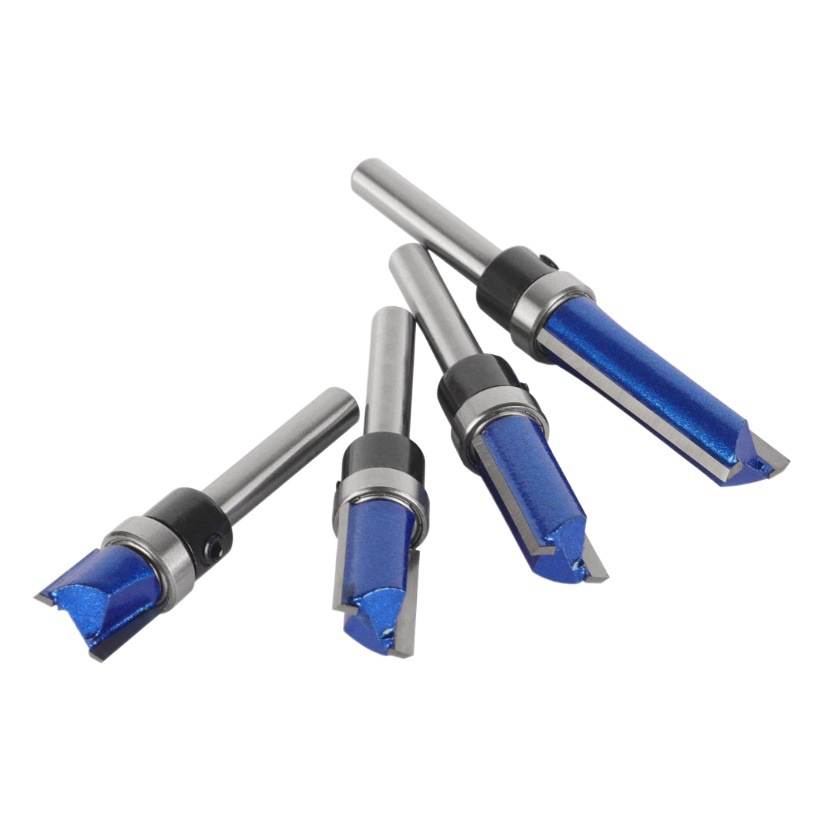 Rodamiento cuchillo recto 6-mango conjunto de cuatro piezas de doble hoja ranurada mango con cojinete cuchillo recto máquina de corte cabeza de corte carpintería fresadora