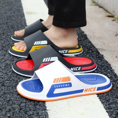 Fashionable Summer Outerwear Slippers for Home, Indoor Non-slip Couple Thick Sole Cool Slippers for Men