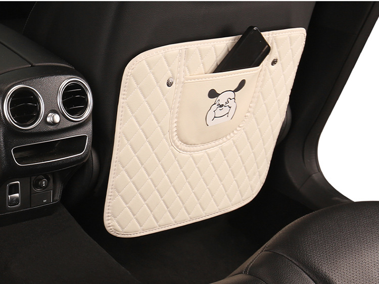 Cartoon Anti-Kick Pad for Car Seat Back, Rabbit and Dog Embroidered Anti-Kick Mat, Car Seat Cushion Cartoon