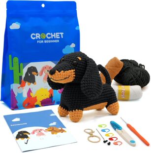 Nikolle Crochet Set Dachshund Suitable for Beginners with Step-by-step Video Tutorial Crochet Ornaments