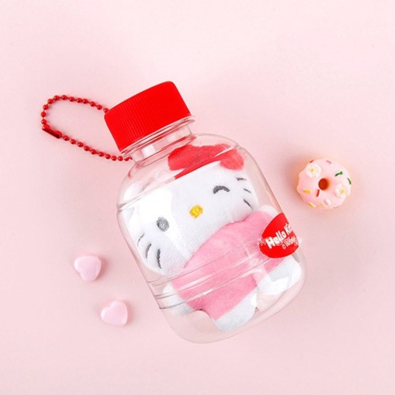 正版韩国三丽鸥可爱迷你瓶子kitty美乐蒂毛绒挂件钥匙扣包挂8cm|undefined