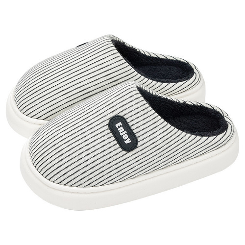 Lidaoni Men's Winter New Indoor Home Slippers with Fleece Warmth Anti-Slip Slippers for Women Autumn and Winter