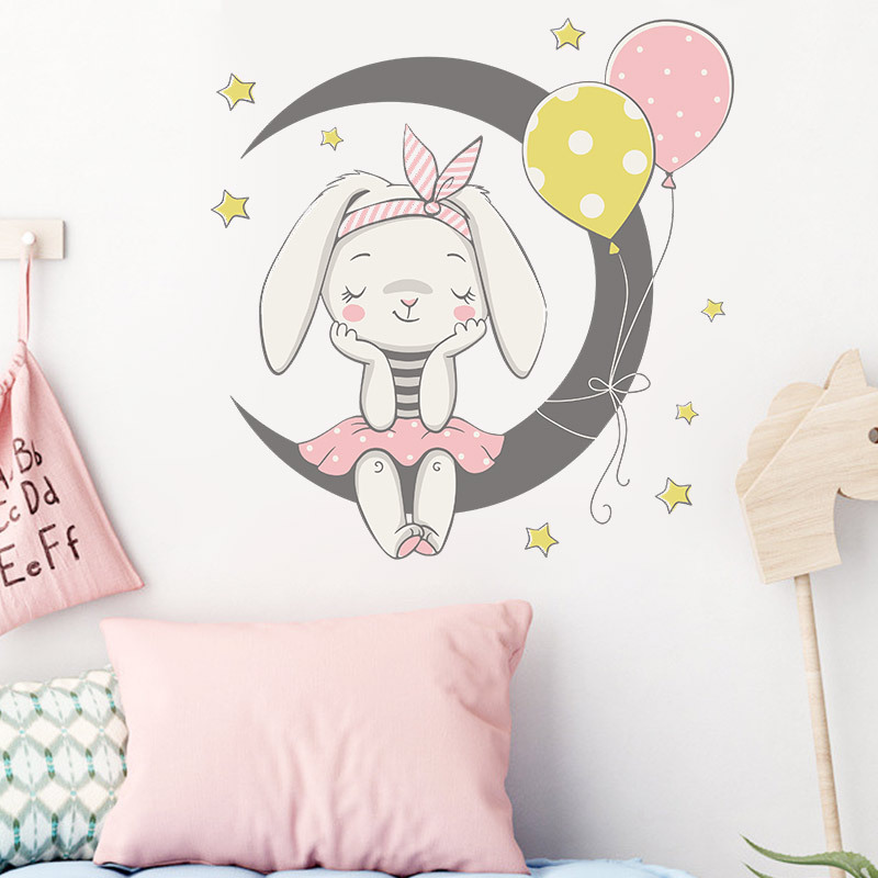 Nouveaux Stickers Muraux Ballon Lapin Lune display picture 3