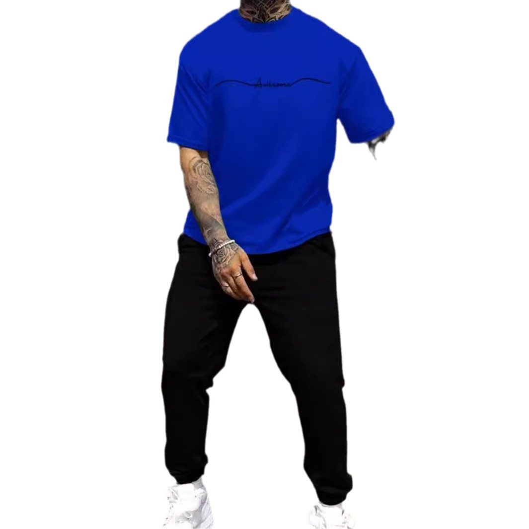 Pantalones de camiseta de manga corta sueltos de la marca de moda 2024 nuevo traje de dos piezas simple y casual ME13 ML4