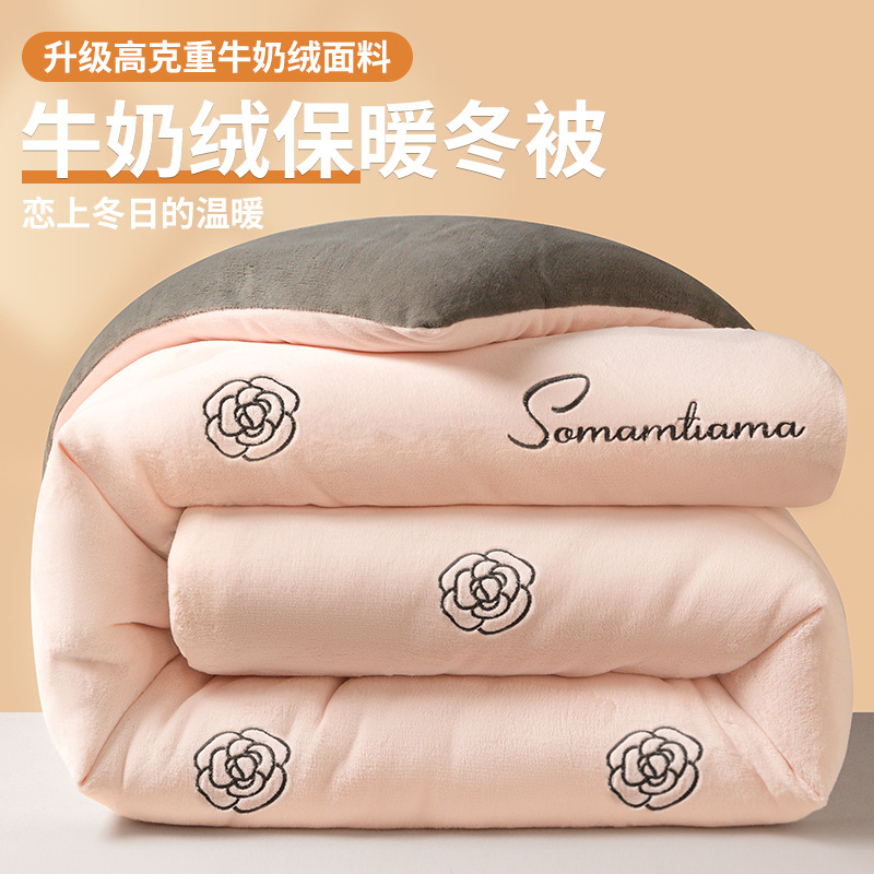 Duas caras edredón de leche edredón de invierno grueso edredón cálido núcleo de edredón de invierno dormitorio único edredón de coral para estudiantes image 1