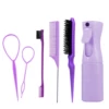 Purple (3-piece set of dense teeth + watering bottle + hairpin)