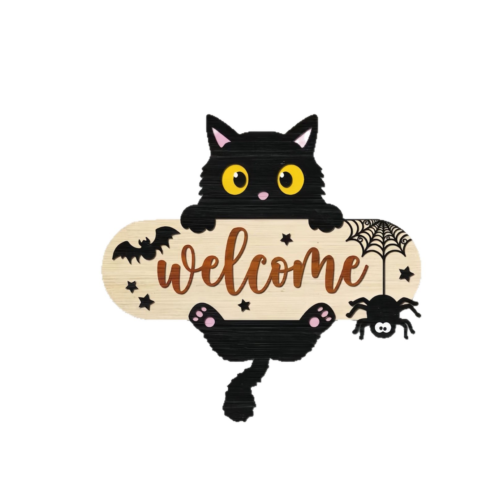 Colgante transfronterizo Amazon Halloween artesanía de madera bienvenida puerta colgante puerta de vacaciones pared señalización