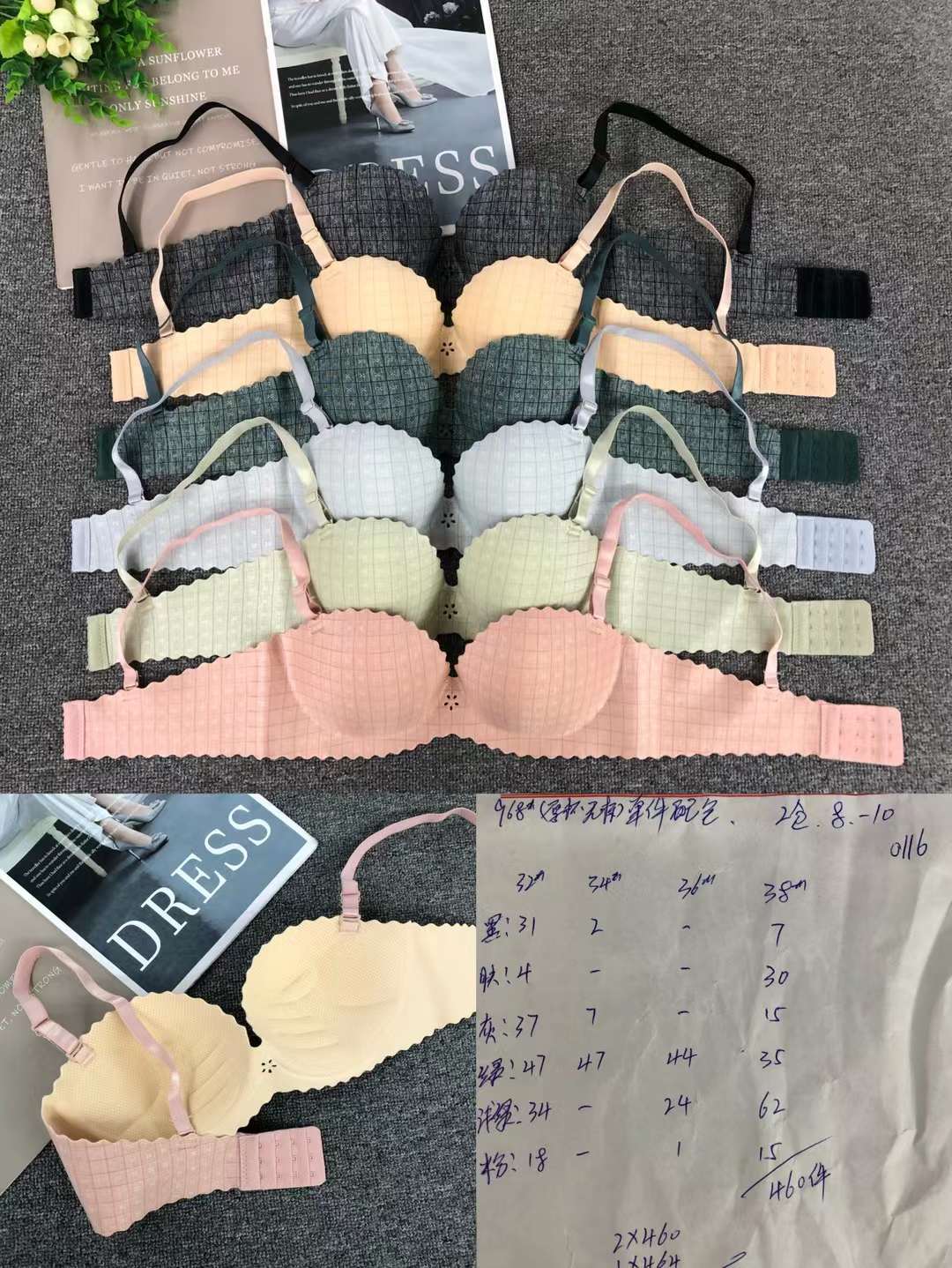 Brillante sin costura de una pieza de ropa interior sexy inalámbrico mano mostrar sujetador pecho colección anti-flacidez sujetador al por mayor