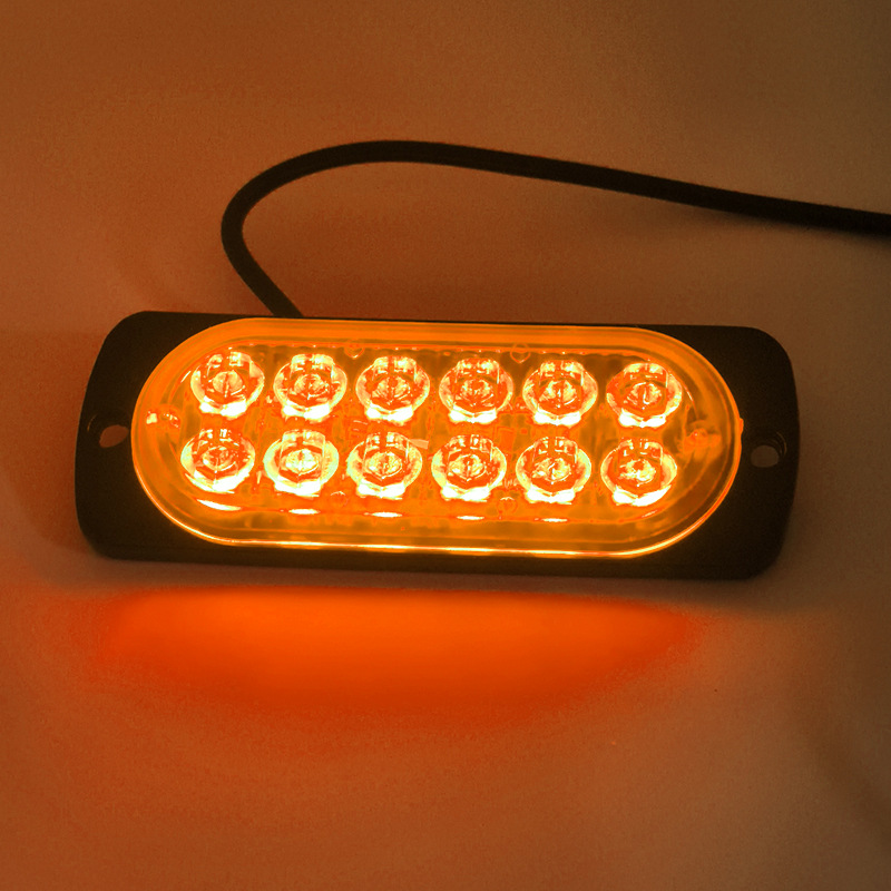 Truck Van 12-24V Car Ultra-Thin Side Signal Warning Light 12Led Strobe Light Flash Light Modification 36W