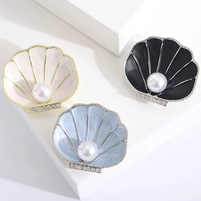 Korean Creative Enamel Oil Pearl Shell Brooch Alloy Cartoon Marine Life Scallop Corsage Personalized Pin