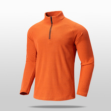 跨境运动户外方格绒卫衣男 跑步抓绒衣男拉链立领内搭外穿外套