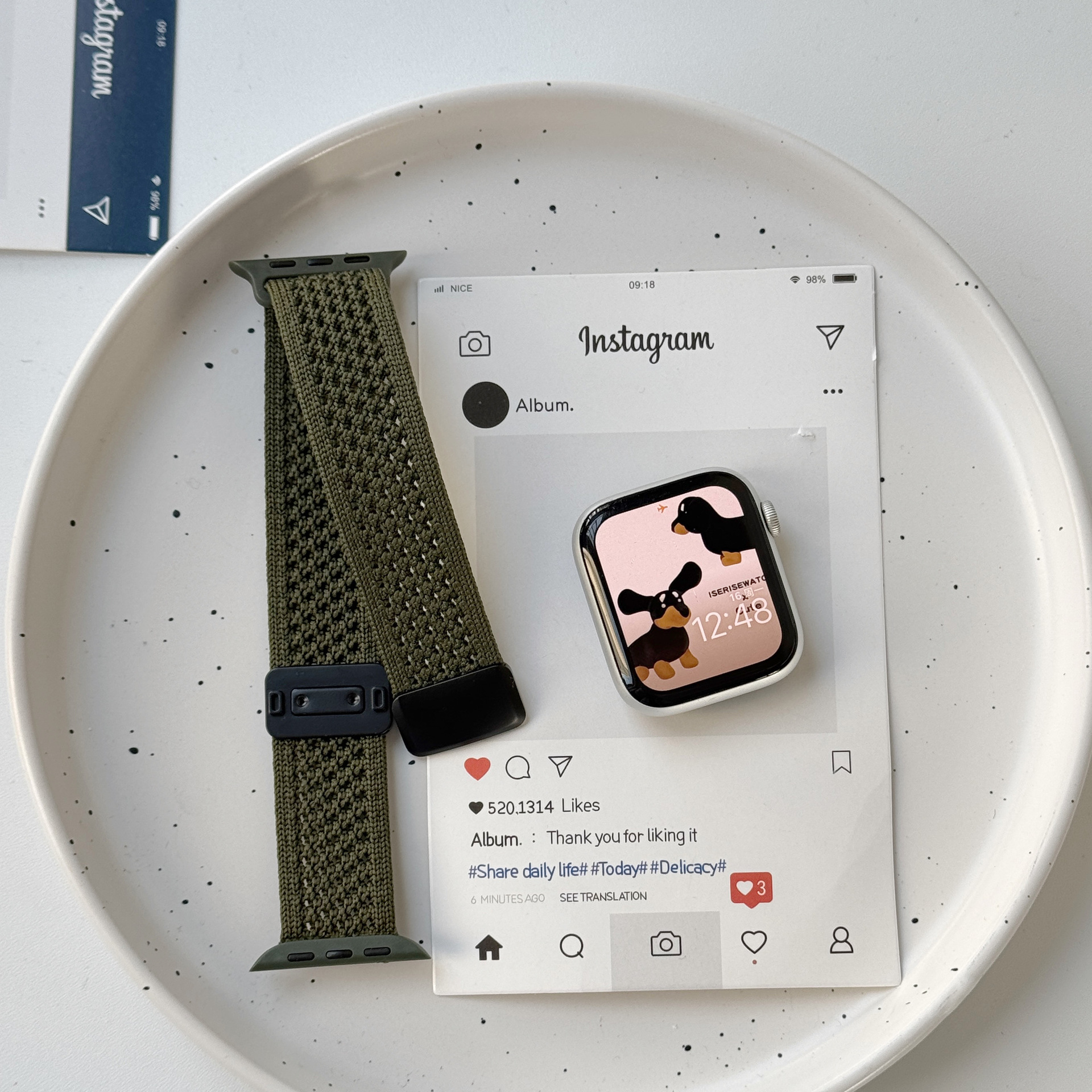 35g Weight Apple Smart Watch Magnetic Strap Classification Nylon Material Solid Color Pattern Fashion style Style Fashion Style Solid Color Apple Smart Watch Magnetic Strap 22