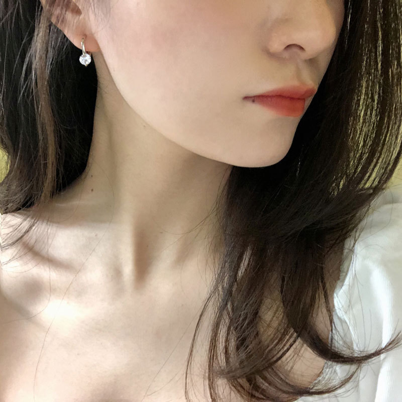 Copper Material Solid Color Pattern 1 Pair Simple Style Solid Color Inlay Copper Zircon Earrings