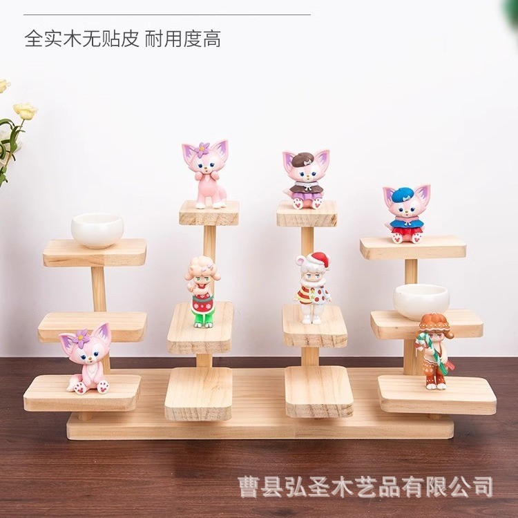 Soporte de flores Soporte de escalera multicapa Soporte de decoración de cosméticos de almacenamiento de mesa de madera maciza Soporte de decoración de caja ciega