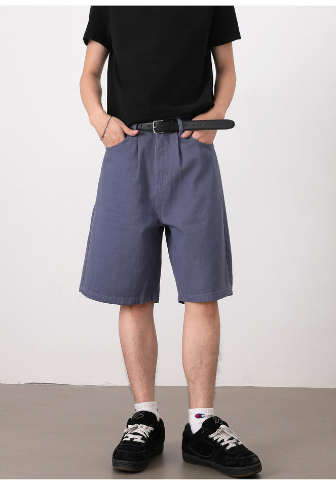Quần short nam dáng rộng ống đứng, quần lửng phong cách Hàn Quốc, mặc hằng ngày — Màu be, Màu kaki, Màu nâu cà phê, Xanh Pháp Công chi tiết 23