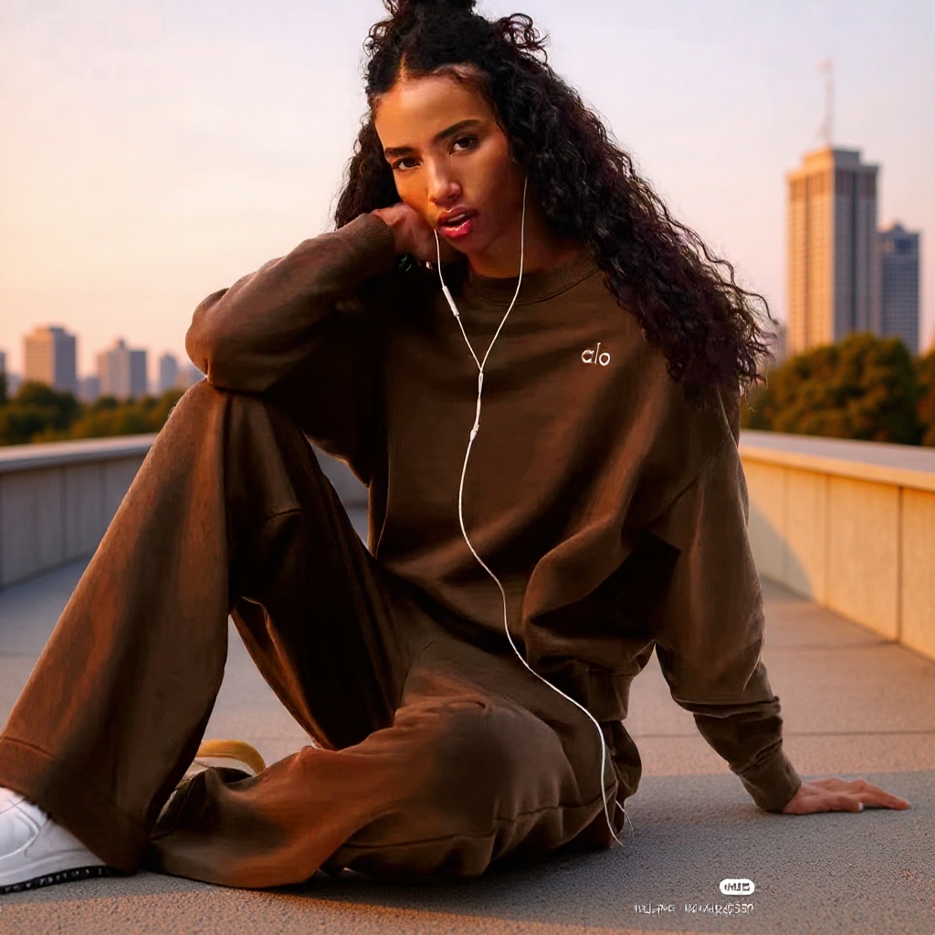 欧美跨境ALOO运动休闲时尚卫衣休闲百搭女式宽松毛圈圆领衫上衣