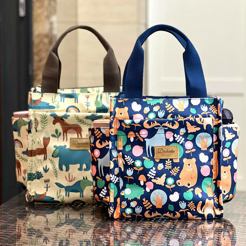 New waterproof and oil-proof with water cup and umbrella position for students to go to work portable lunch box bag lunch bag hand-carrying mommy bag