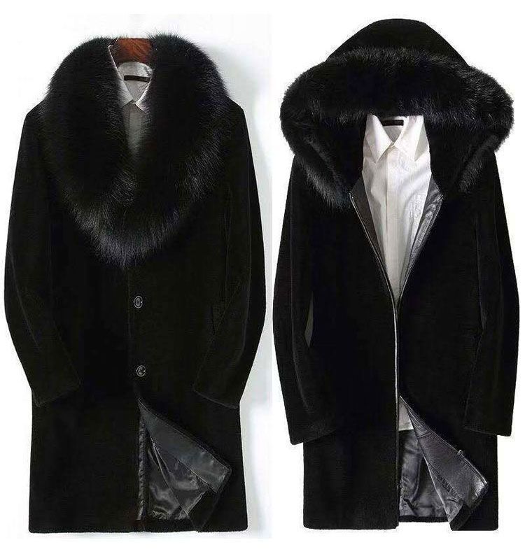 Men's Mink Coat Faux Fur Coat Winter Mink Velvet Hooded Jacket