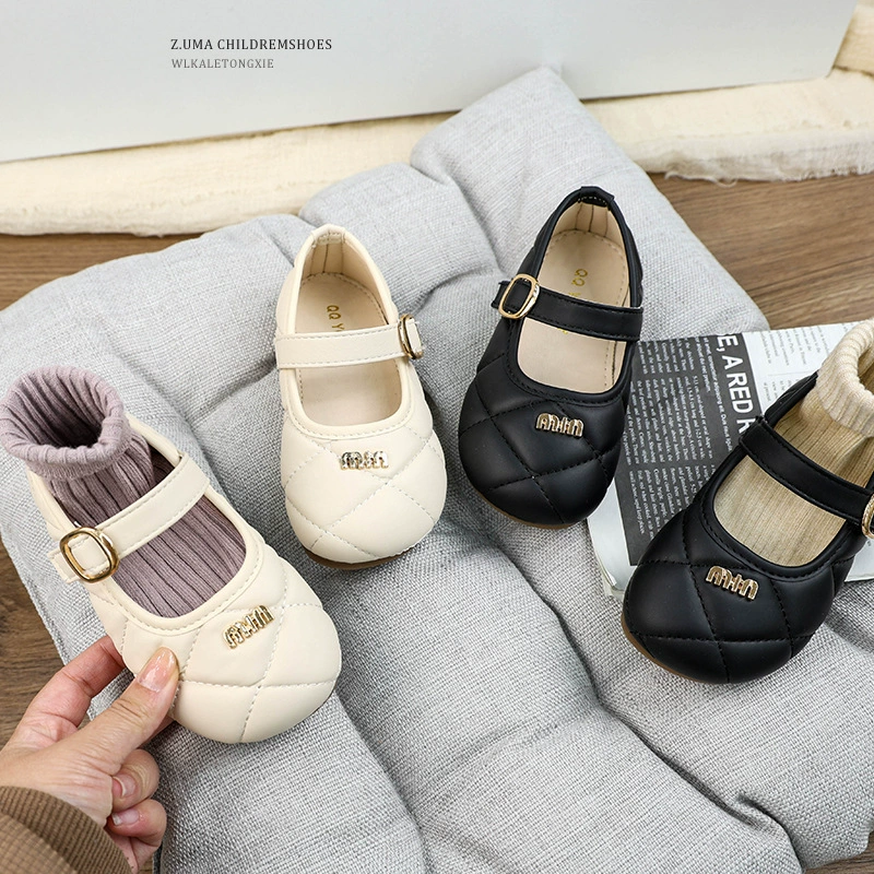 2025 весна и осень одиночные туфли для девочек с круглой головой кожаные туфли модные корейские туфли принцессы дикие иностранные туфли для девочек