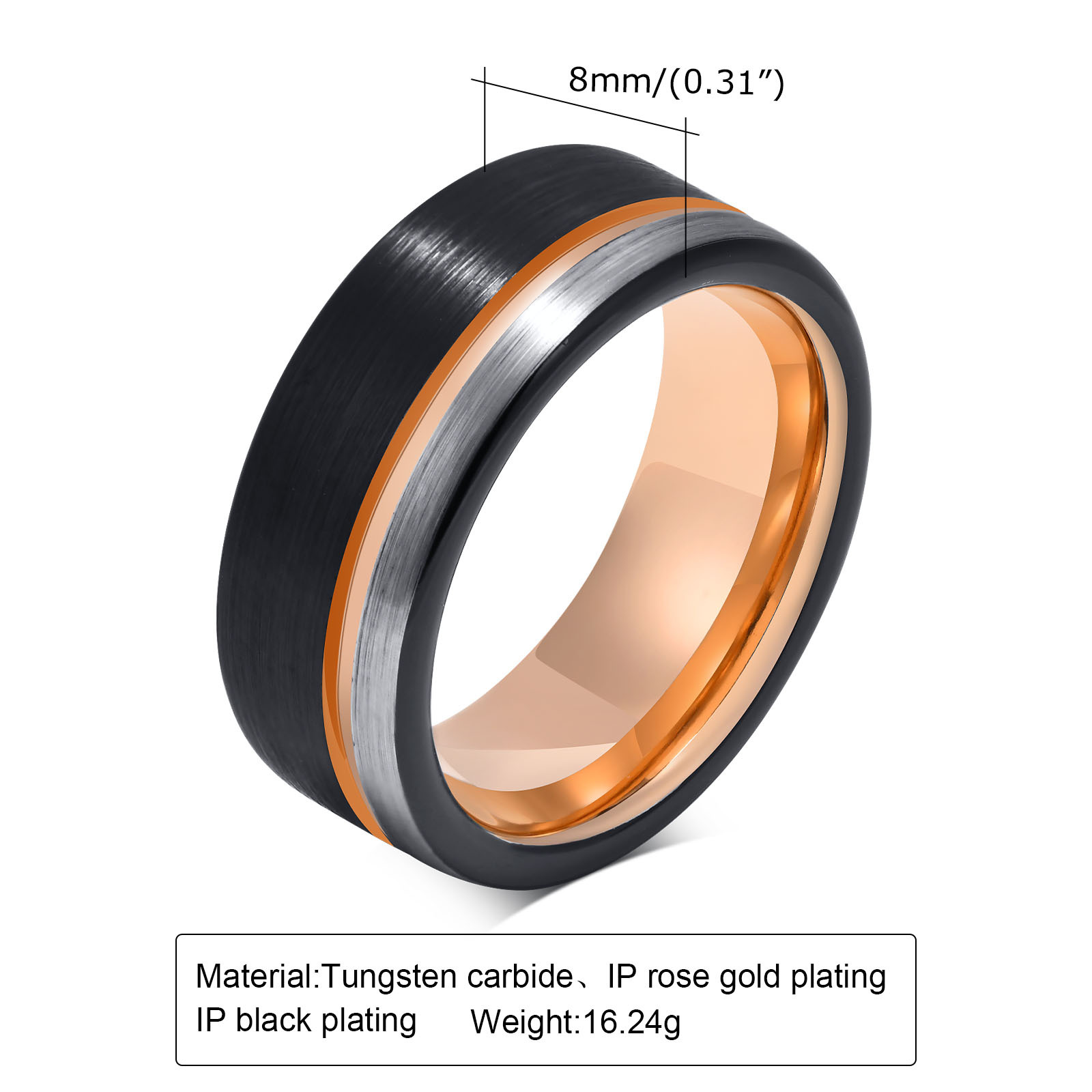 Fashion Color Block Tungsten Steel Rings Metal Stainless Steel Rings