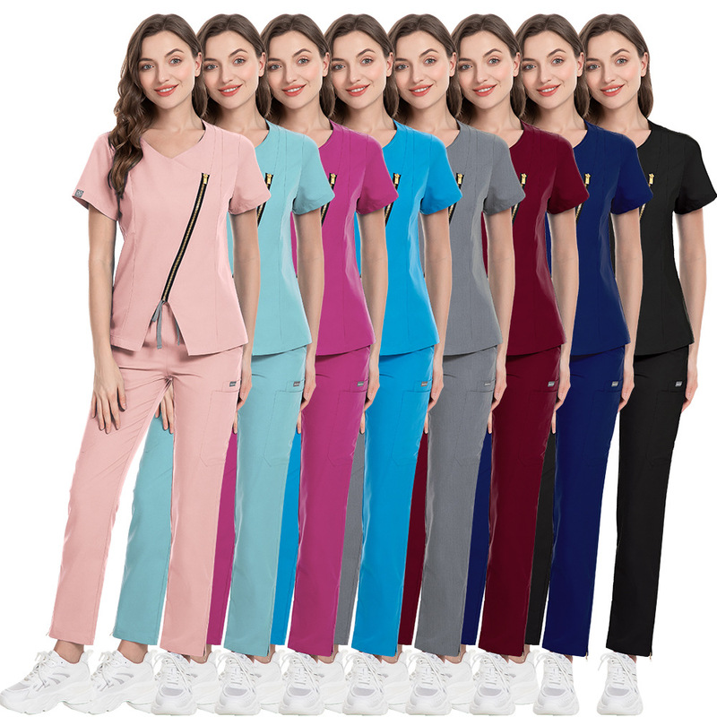 Beauty Salon Spa Private Club Postpartum Center Hand Washing Clothes Surgical Clothes Nurse Clothes Pure Color Employee Uniforms Embroidered with Words