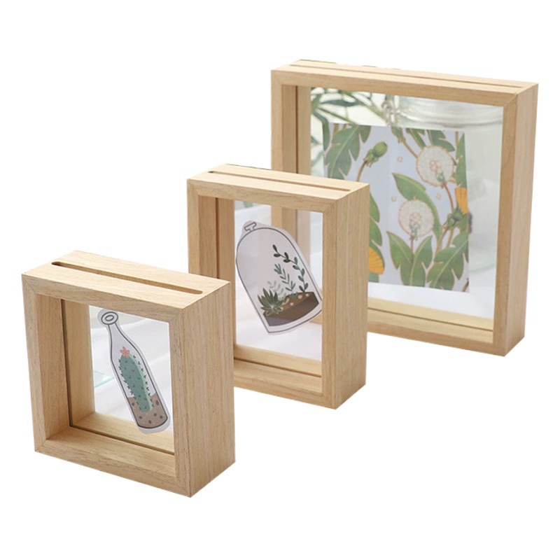 Стойка рамки фото твердой древесины прямоугольная прозрачная стеклянная рамка образец стены рамки творческая прозрачная рамка двухсторонняя стеклянная рамка фото