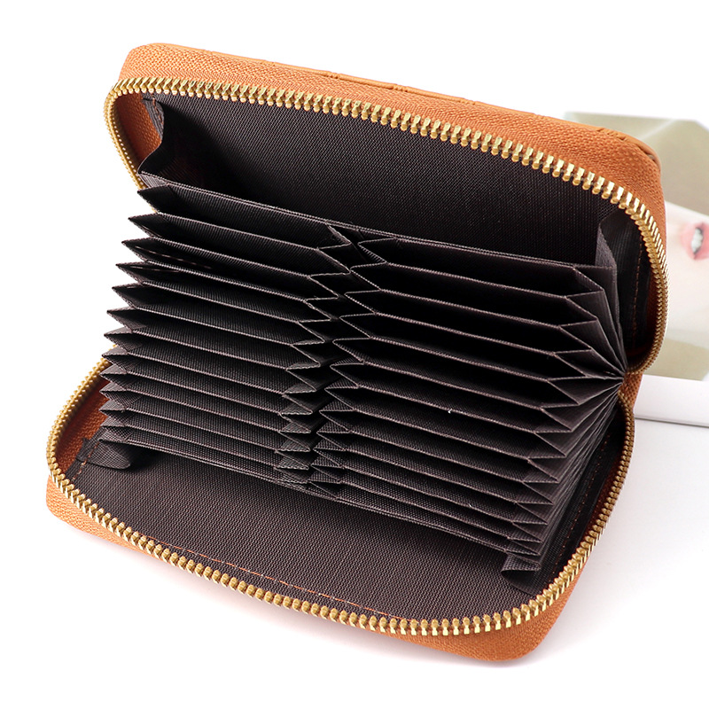 Bolsa de tarjetas de órgano simple de color sólido gran capacidad multi tarjeta cubierta de tarjetas para mujeres nueva cartera antirrobo tarjeta de crédito clip de tarjeta de cremallera