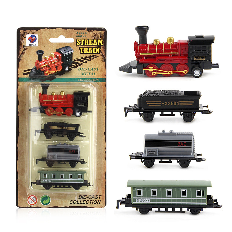 Comercio exterior Venta caliente simulación retro tren de vapor tire del coche de aleación de los niños modelo de tren de coche adornos de juguete